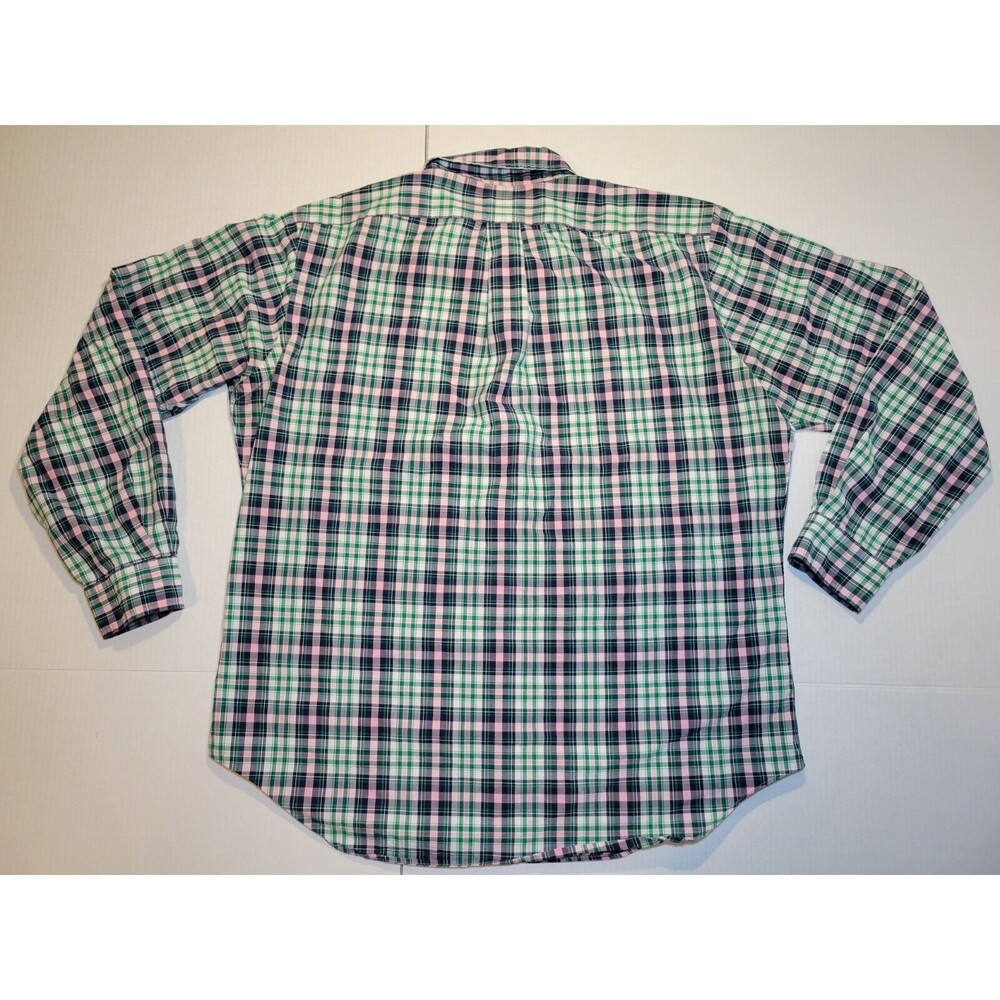 Polo Ralph Lauren Green Pink Plaid Twill Shirt Mens L Classic Fit Casual Look - Picture 4 of 6